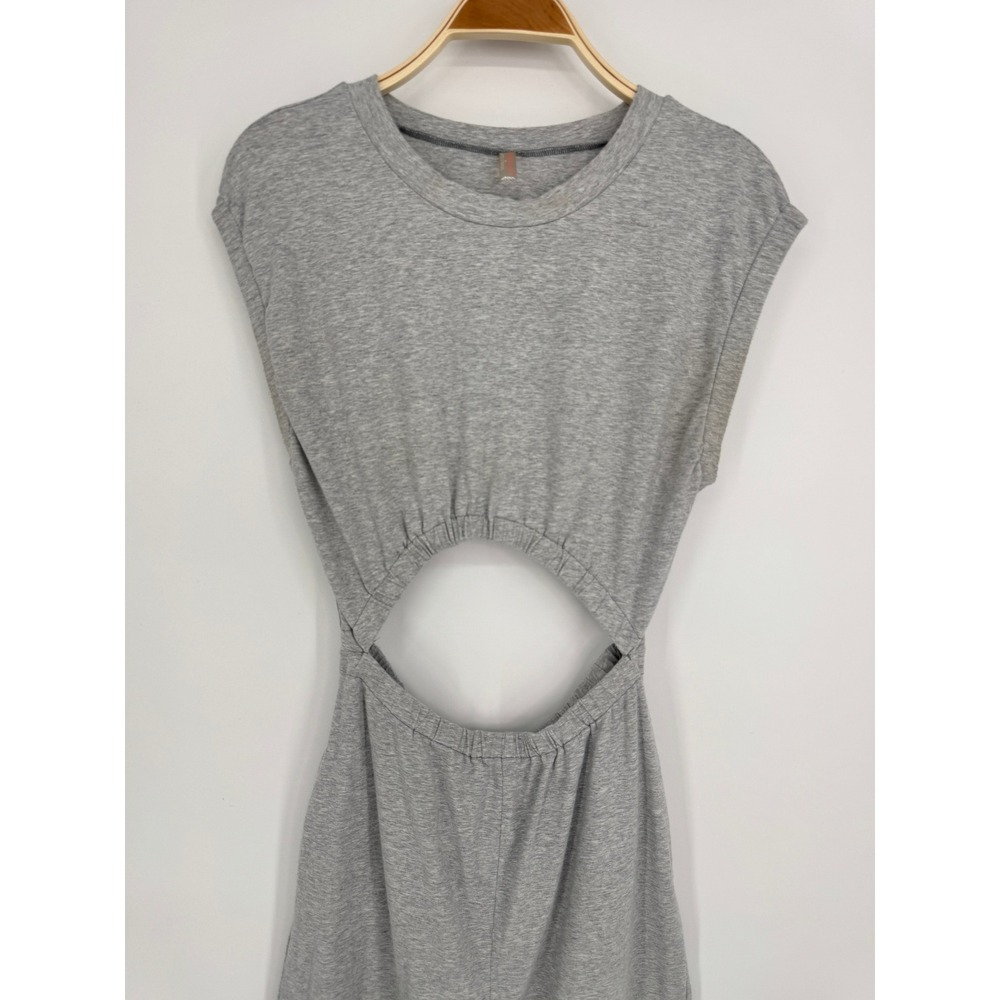 Free People Movement Hot Shot Interval Cut Out Jumpsuit Medium Grey Athleisure - Picture 4 of 12